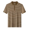 Summer new striped men's T-shirt, half-zipper short-sleeved Polo shirt, lapel thin cotton T-shirt, cross-border trade men's clothing Item Picture